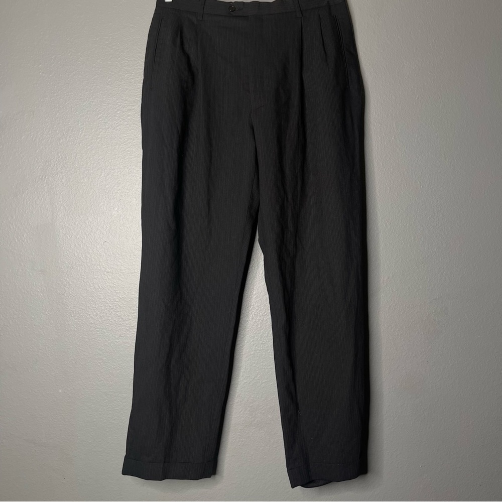 Chiavari Black Pinstriped Wool Trouser Pants